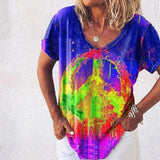 Tie-Dye Casual Women's T-Shirt-Photo Color-4