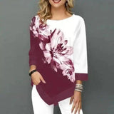 LOVEMI - Lovemi - Trendy Round Neck Loose Blouse With Irregular Hem