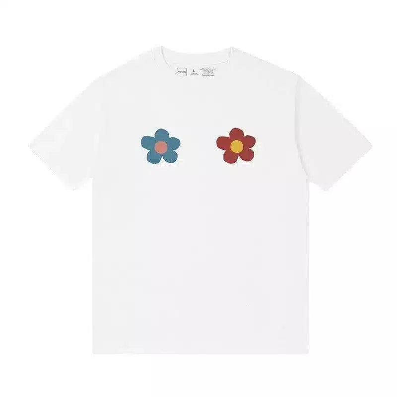 Floral Print Cotton T-Shirt for Casual Wear-white-1