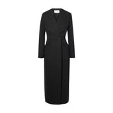 Womens Tailored Long Coat with Lapel Collar-1