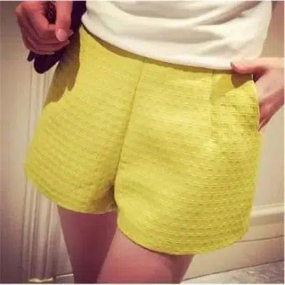 Wide Thigh High Waist Shorts-Yellow-15