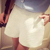 Wide Thigh High Waist Shorts-White-37