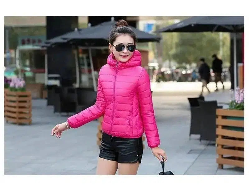 Winter coat with padded cotton hood-ROSE RED-7