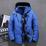 Winter Thick Men Jacket Solid Hooded Coats Hat Detachable-Blue-2