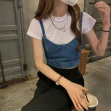 Women's Casual Denim Bib Overall Top-1