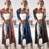 Women's fashion velvet jacket autumn long coat stitch-1