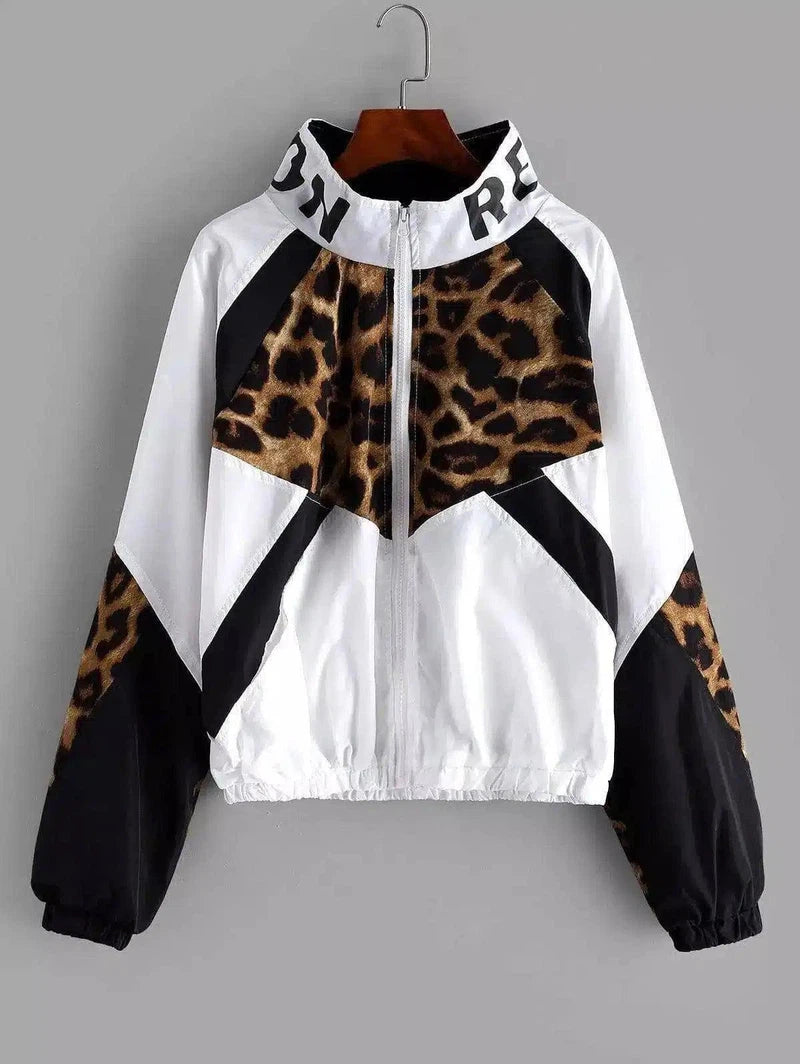 Women's Zip-Up Animal Print Jacket-Leopard print-1