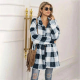 LOVEMI - Lovemi - Women's Long-sleeved Plaid Print Mid-length Shirt