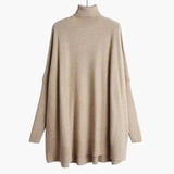 Women's Turtleneck Sweater Long Sleeve-8092 Khaki-2