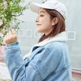 Warm Lined Denim Jacket for Women-Light Blue-3