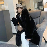 Women's Winter Loose Large Size Imitation Mink Plush Fur-Black-3