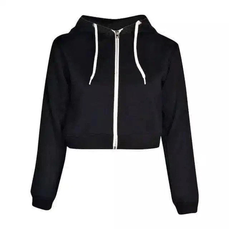 Zip-Up Hooded Sweatshirt for Casual Wear-Black-2