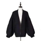 Cozy Black Chunky Knit Cardigan-black-2