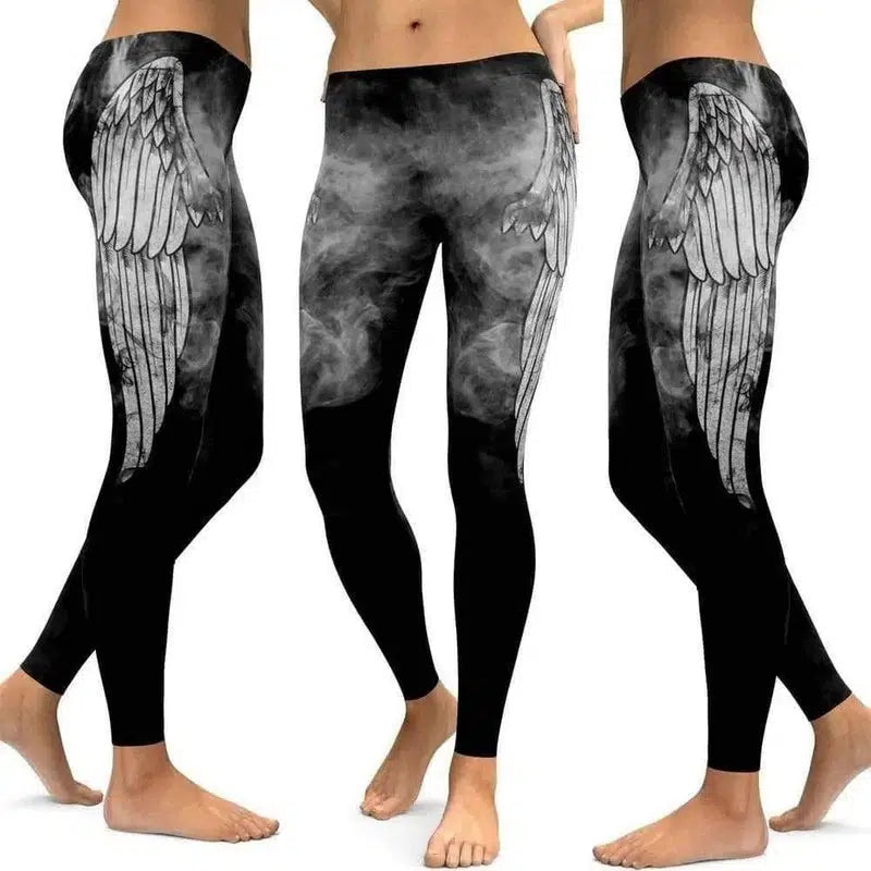 Yoga angel wings print sweatpants-1