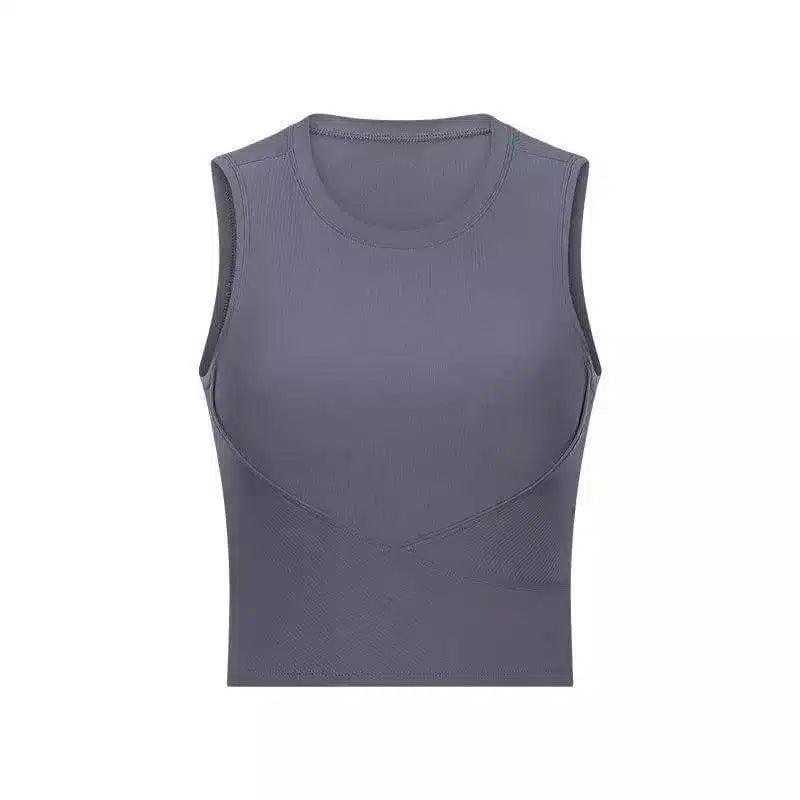 Women's Sleeveless Workout Top and Leggings Set-Grey-2