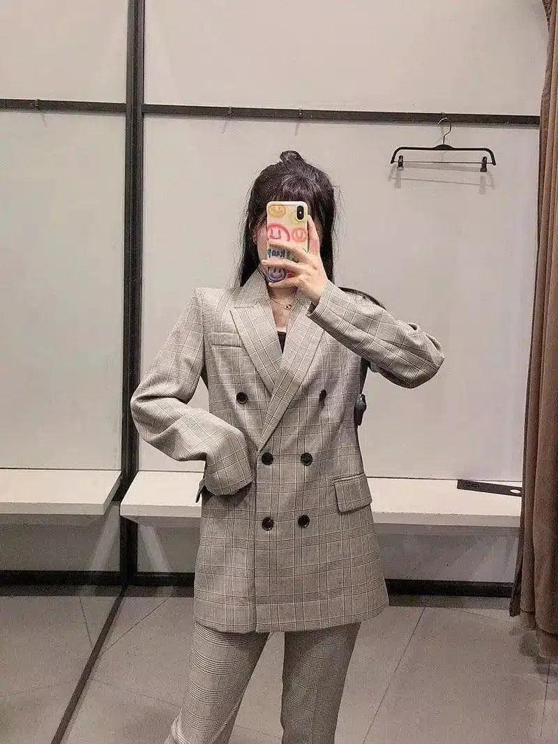 Double-Breasted Suit Jacket & Trousers Set-1