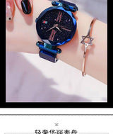 Luxury Women Watches Mesh Ladies Clock Magnet Buckle Starry-10