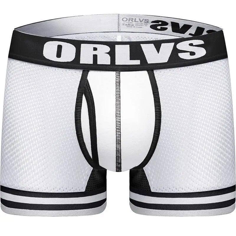 Men's Boxer Shorts Low-Waist Elastic Hip-Lift Boxer Briefs-White-9