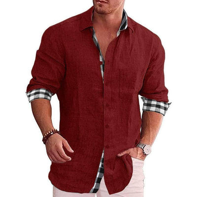 Men's Shirt Long Sleeve Casual Dark Purple / 5XL-Wine Red-11