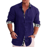 Men's Shirt Long Sleeve Casual-Dark Purple-6