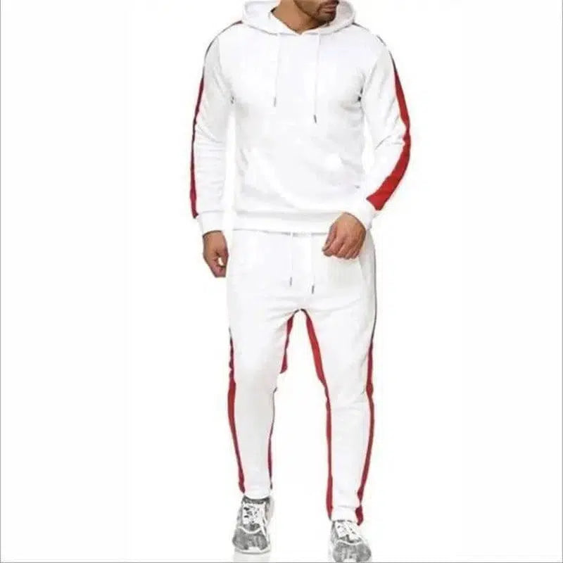 Men's hoodie suit patch strips-White-6