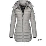 Mid-length Slim-fit Quilted Jacket-Grey-8