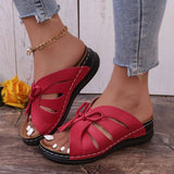 New Roman Shoes For Women Lace-up Platform Wedges Sandals-Red-3