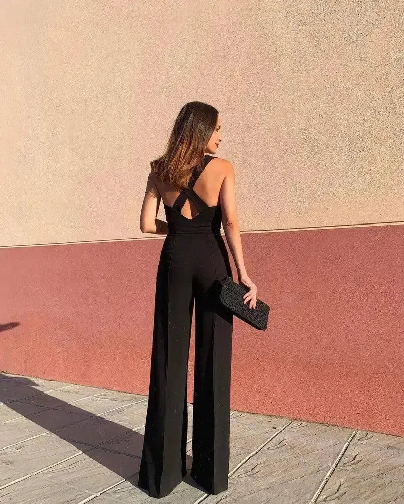 New Women's Elegant Jumpsuit Spaghetti Sleeveless Backless-5