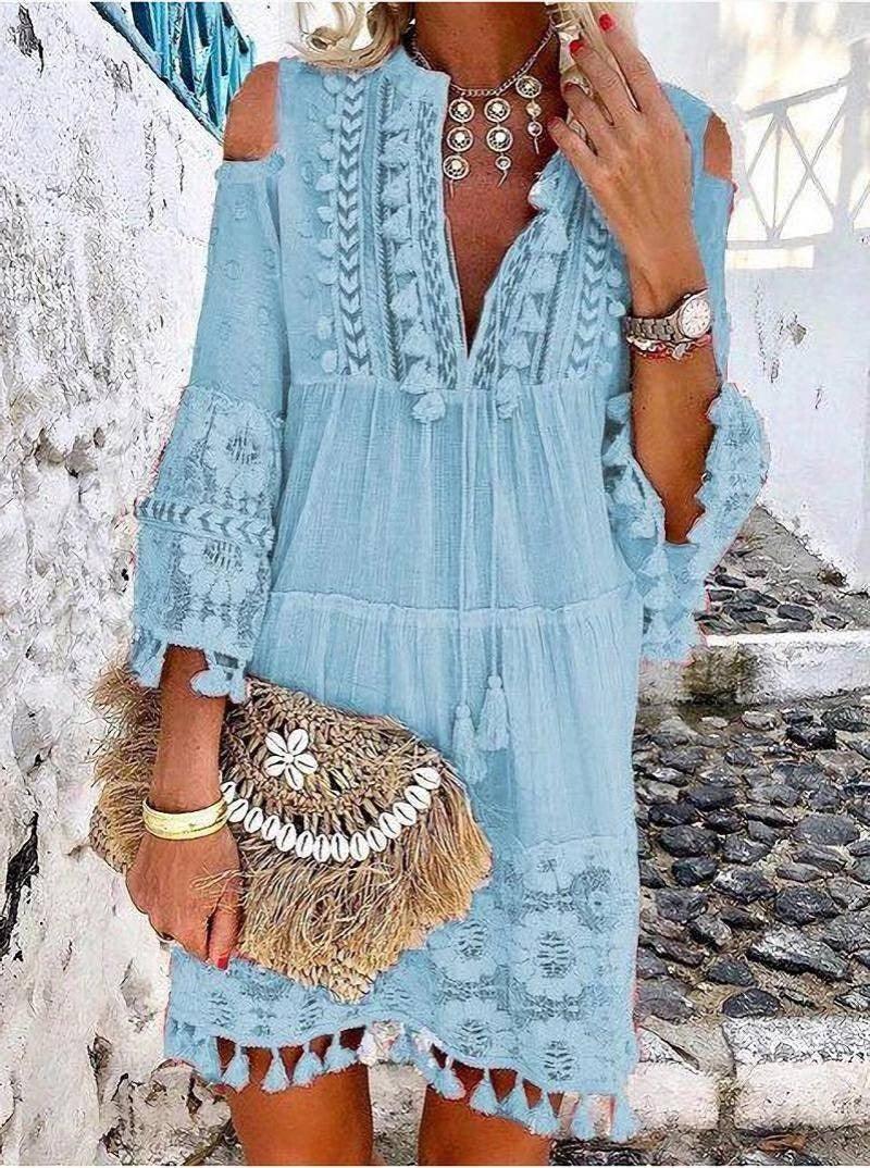 New Women's Fashion Sweet Ladies Dress-baby blue-4