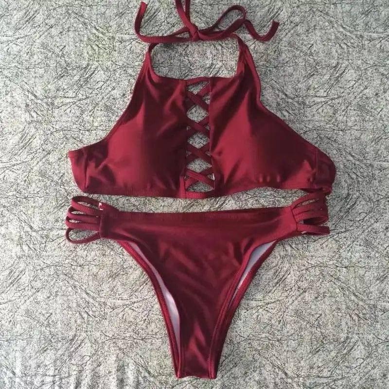 Nouvelle Multi-corde Bikini Dames Maillots De Bain-Winered-3