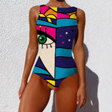 One-piece Fashion Vintage Abstract Print Lady Swimsuit Women-8