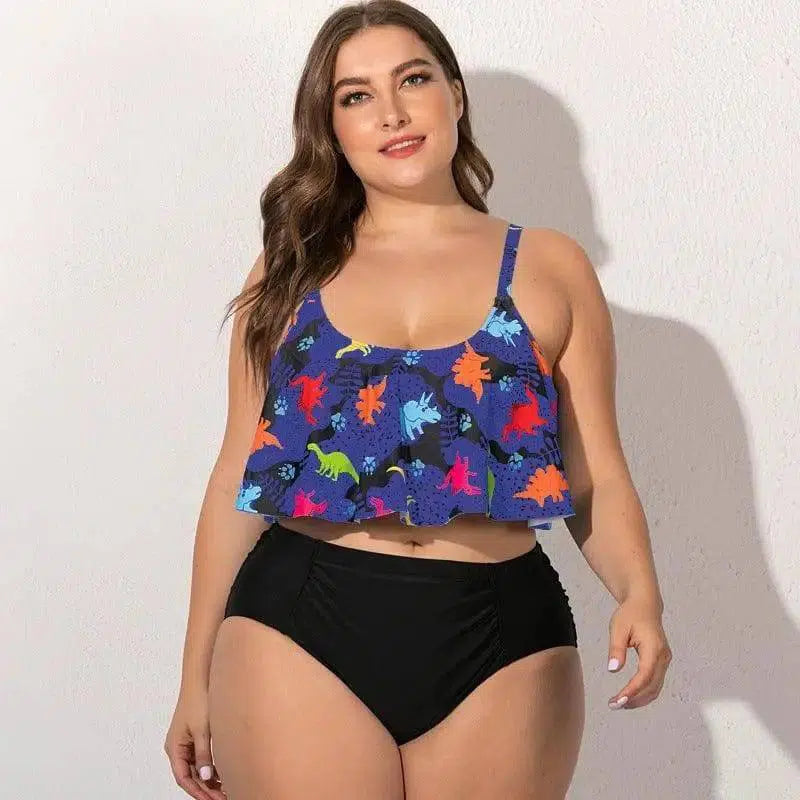 Oversized fat girl female split bikini swimsuit-Purple-1