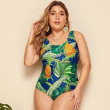 Plus size triangle one-piece swimsuit-Green-2