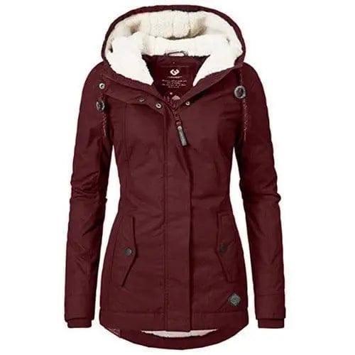 Plus velvet padded cotton women-Wine red-6