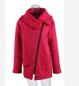 Plus Velvet Sweater Female Wool Sweater Coat-Fuchsia-9