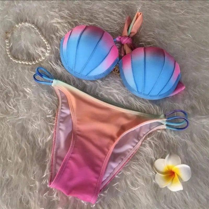 Product Sling White Shell Bikini Summer Sexy-Pink-2