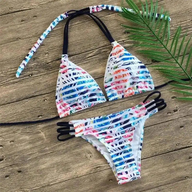 Retro printed split bikini-C-2