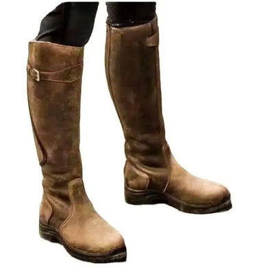 Riding Western Boots Winter Knee High Block Heel Round Toe-6