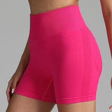 Seamless Yoga Shorts Women Solid Color High Waist Hip-lifting Fitness Pants Running Sweatpants-Pink-14