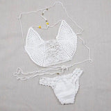 Bikini Bikini Handmade Crochet Beach Bathing-White-5