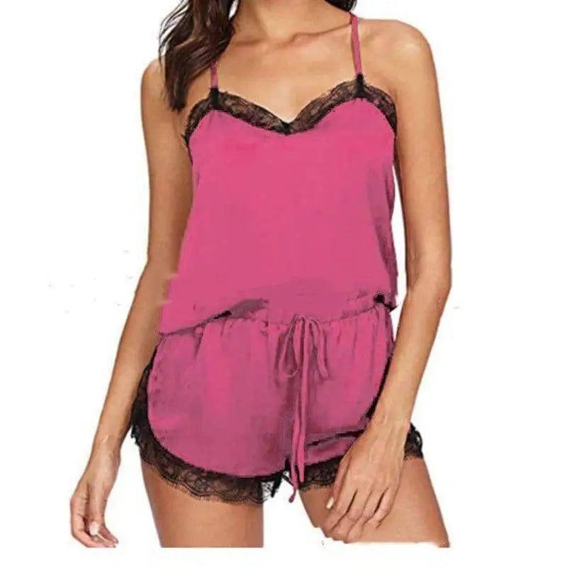 Lingerie Summer Home Pajamas-Pink-9