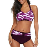 Sexy pattern fashion split swimsuit-Purple-2