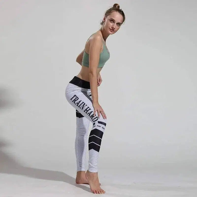 spotted letter sports pants digital printed yoga pants-White-1