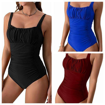 Square Neck One-piece Bikini Summer New Solid Color-2