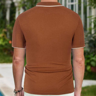 Short-sleeved Polo Shirt Summer Button Lapel Top Fashion Khaki / 3XL-6