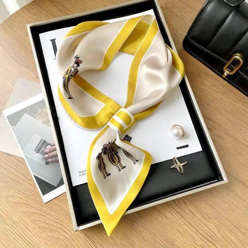 Simple Decorative Oil Painting Ear Scarf-Yellow Border Warrior-3