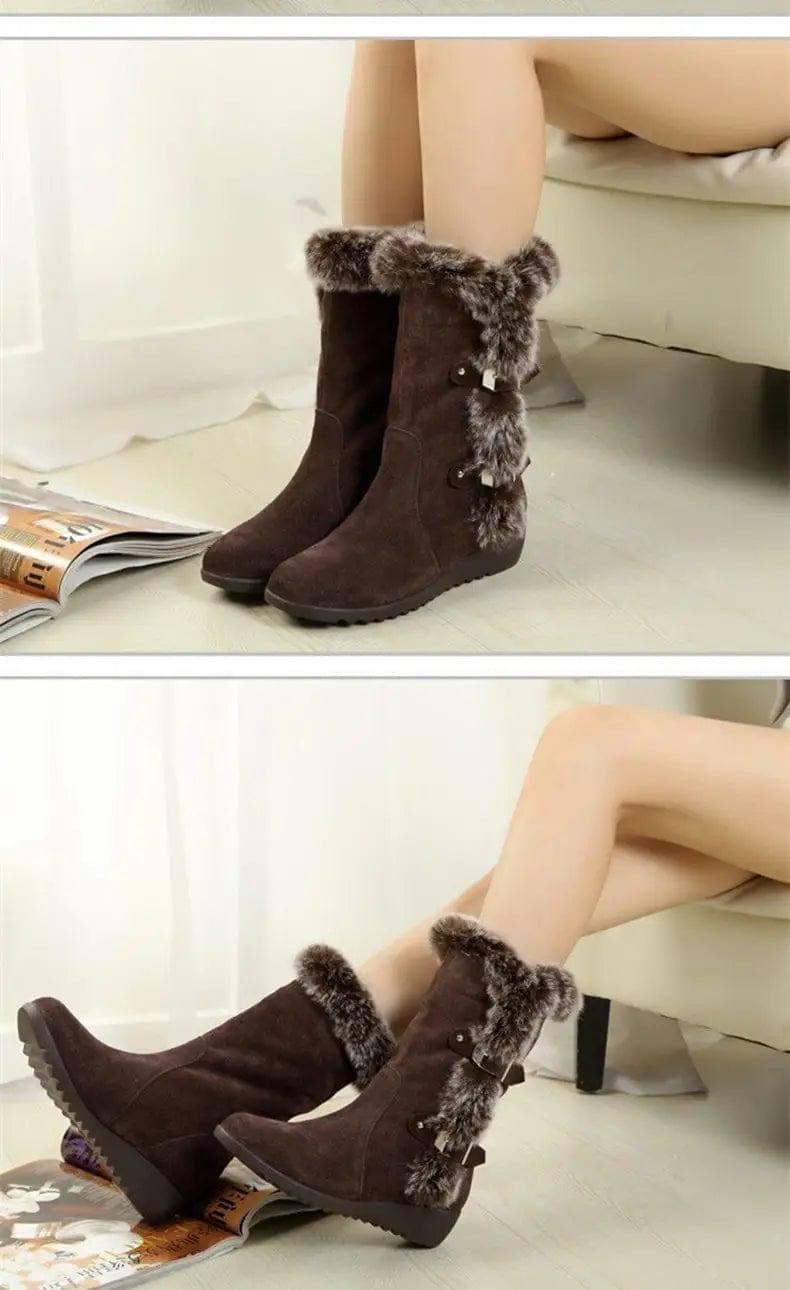 Snow Boots Mid-calf Faux Fur Plush Winter Women Boots-3