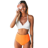 Solid Color Split Bikini European And American Sexy High-Orange-1