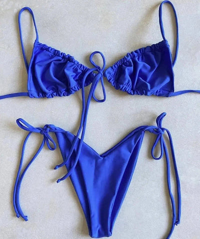 Solid color split bikini swimsuit-DarkBlue-11