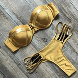 Split hard bikini-Khaki-8